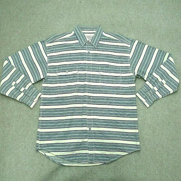 Arizona Shirt Button‎ Down Men's Medium Stripe Cotton Long-Sleeve Blue Vintage - Picture 1 of 5